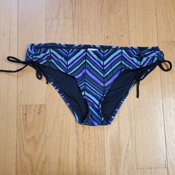 Mossimo Supply Co. Purple/Black Zig-Zag Print Bikini Swim Suit Bottom Size Large - Picture 1 of 13
